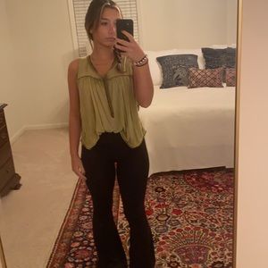 Cute summary army greenish tank top blouse —-super cute with Jean shorts